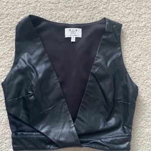 Faux leather top